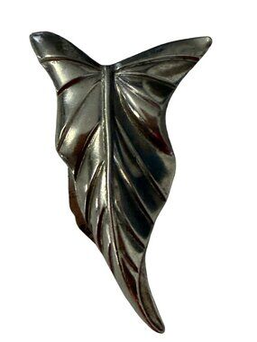 Vintage Art Deco Style Leaf Dress Clip Silver Tone Fur Clip Scarf Sweater Access